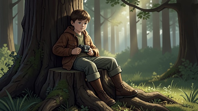 Resting Nearness from "The Giving Tree". Resting Nearness The Boy sits on The Tree’s stump and rests. Quiet Contact The relationship’s final activity is simply remaining together in one place.