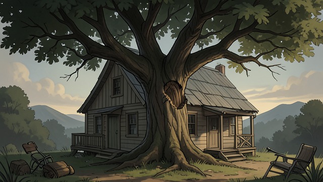 Branches as Shelter from "The Giving Tree". Branches as Shelter Branches that once enabled swinging become building material for The Boy’s house.