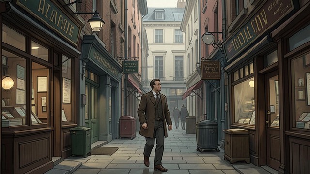 A City Read as Evidence from "Foucault's Pendulum". Paris as a Labyrinth Pursuit imagined everywhere Casaubon wanders through Paris, reading shop signs, alleys, and buildings as clues.