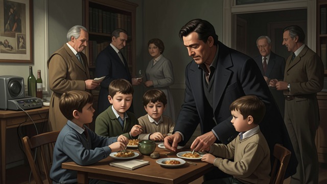 A Visitor Among Children from "Of Human Bondage". A Visitor Among Children Philip enters a bustling home where children interrupt conversation, gather around their father, and share simple meals.