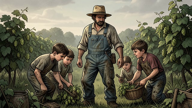 A Shared Hop-Field from "Of Human Bondage". A Shared Hop-Field Philip joins the family in the Kent hop-field, where children work, play, and bathe alongside adults.