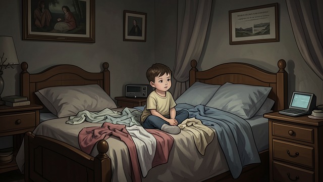 孩子拒绝知晓,《人性的枷锁》中的场景。孩子拒绝知晓 艾玛告诉菲利普,他的母亲已经上了天堂;他哭了起来,却并未完全明白。后来,置身于母亲的衣物和气息之间,他想象母亲只是出门去了。 延迟的悲伤 他的心智保护他,使他免受无法承受的丧失之苦。母亲卧室的记忆成了一处亲密之地,在那里,离别尚未成为定局。