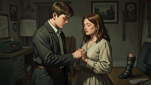 A Final Morning from "Of Human Bondage". A Final Morning Philip is brought to his dying mother, who clings to him and grieves over his club-foot.