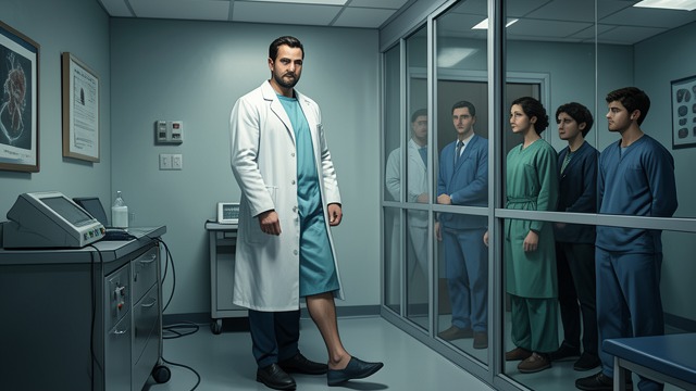 The Clinical Exhibition from "Of Human Bondage". The Clinical Exhibition A surgeon uses Philip's foot as a teaching example before an audience of students.