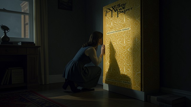 A Woman Appears from "The Yellow Wall Paper". A Woman Appears A hidden figure The narrator begins to discern a woman stooping and creeping behind the wallpaper's front pattern.