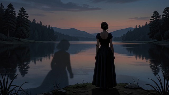 The Woman by the Lake from "The Turn of the Screw". A Presence Across the Water The Governess’s Vision While accompanying Flora beside the lake, the Governess senses a woman watching from the opposite bank.