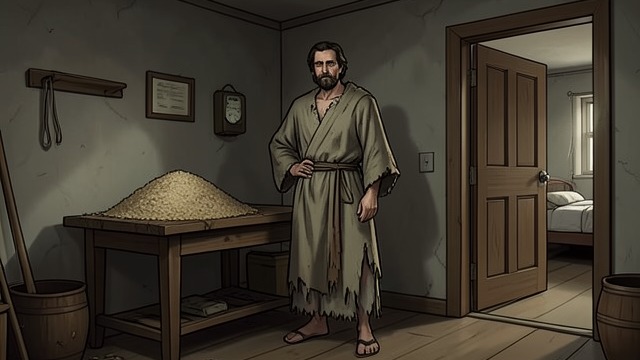 总铎的庇护,《托梅斯河的小拉撒路》中的场景。馈赠使这种安排具体化 定期供给 总铎提供谷物、肉、供奉面包和丢弃的衣物。 持续的依靠 附近租来的房子和频繁的节日宴席,使庇护成为日常依赖的结构。