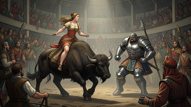 Rescue in the Arena from "Quo Vadis". Rescue in the Arena A public execution becomes impossible Nero sends Lygia into the arena on an aurochs, but Ursus kills the beast and saves her.