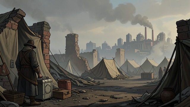 The Ruins Outlast the Excuse from "Quo Vadis". The Ruins Outlast the Excuse A changed city Most districts are destroyed, leaving ash fields and makeshift camps even after building resumes.