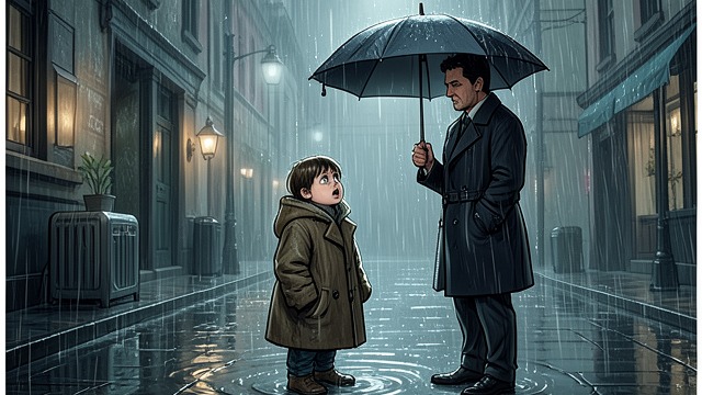 A Child in the Rain from "Wolf Hall". Taken into the Household A difficult parting Cromwell brings seven-year-old Rafe from his parents’ home through cold rain to London.