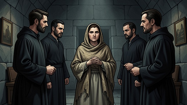Investigation at Lambeth from "Wolf Hall". Prophecy Examined Questions and contradictions Cromwell, Cranmer, Audley, and Riche question Barton about her visions, supporters, and predictions.