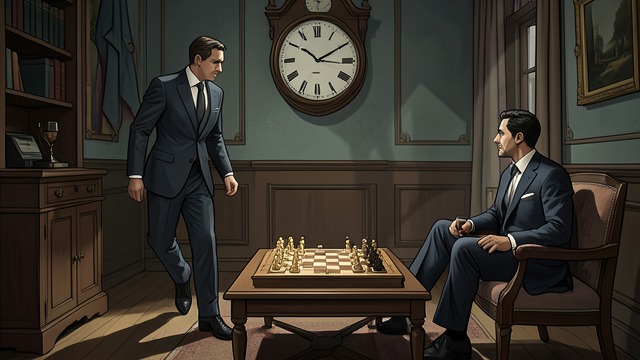 将慢棋作为武器,《象棋的故事》中的场景。时间变得充满敌意 节奏改变 米尔科·岑托维奇连熟悉的棋步也要思考好几分钟,并利用商定的时限拖长每一回合。停顿令思考快得多的B博士烦躁不已。 紧张的迹象 B博士一再喝水,坐立不安,并催促冠军走棋。刻意放慢的节奏让这场对局从计算能力的考验变成了情绪耐力的考验。