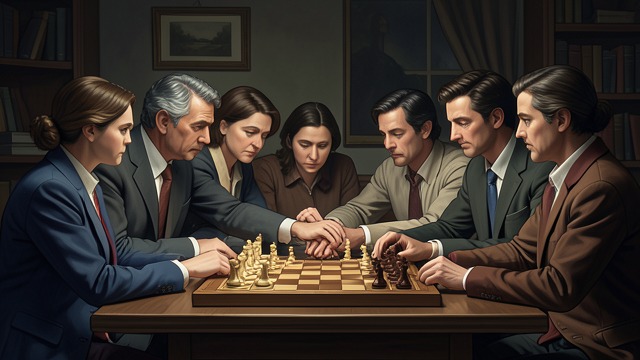 集体胜利的局限,《象棋的故事》中的场景。团队形成 共同决策 乘客们一起讨论每一步棋,试图避开棋局中显而易见的陷阱。他们的专注带来了一种短暂的集体目标感。 对B博士的依赖 B博士一介入,众人便遵照他的指示行事,却并未完全理解其中的道理。他们能否成功,取决于是否信任一个刚刚结识的人。