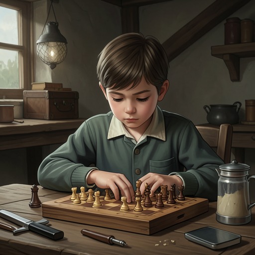 Mirko Czentovic’s Rise from "The Royal Game". A rural boy’s isolated chess ability is discovered, trained, and converted into international fame.