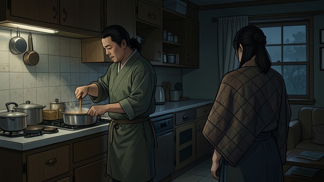An Ordinary Routine from "Serve the People!". Domestic Appearance Repeated duties Wu Dawang cooks, gardens, and cleans while Liu Lian remains inside the Commander’s residence.