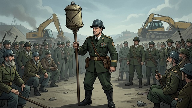 The Commander’s Burden from "Serve the People!". A Public Principle The carrying-pole speech The Division Commander quotes Mao Zedong on accepting the heavy burden and putting others first.