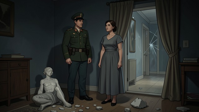 The Couple’s Counterattack from "Serve the People!". Desecration by Choice Repeated acts Wu Dawang crushes the plaster fragments, and Liu Lian reveals that she arranged the statue’s fall.