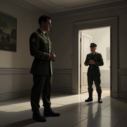 The Political Instructor’s Career from "Serve the People!". The Political Instructor rises as a guardian of doctrine and later appears as another ambitious officer whose future depends on a collapsing institution.
