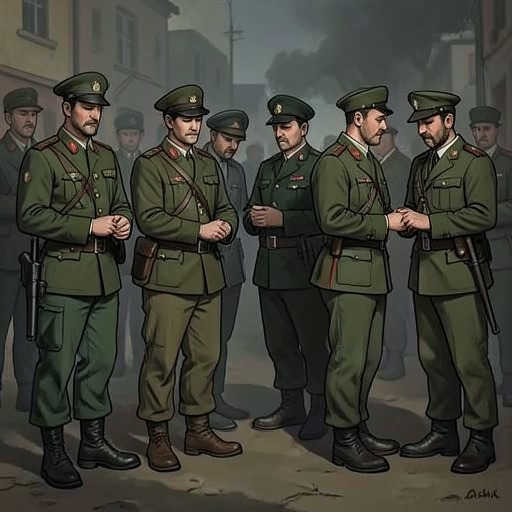 该师的道德矛盾,《为人民服务》中的场景。精简服务的语言承诺集体利益,而该师的解散却让个人面临失落与不确定性。