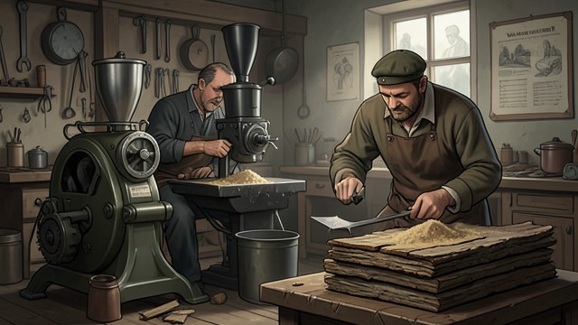 Mechanical advantage from "The Florios of Sicily". Mechanical advantage A new method Vincenzo Florio brings an English blacksmith and a mechanical grinder to Palermo.