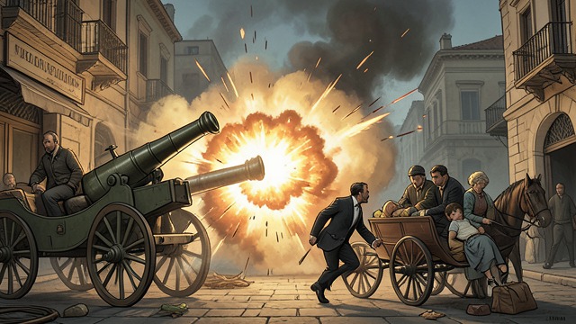 A city in revolt from "The Florios of Sicily". A city in revolt The uprising begins A cannon blast signals rebellion in Palermo.