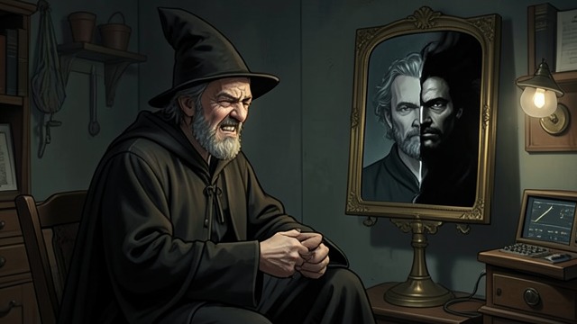 The Warlock’s Self-Harm from "The Tales of Beedle the Bard". The Warlock’s Self-Harm Magic turned inward The warlock uses Dark Arts to separate himself from emotional vulnerability.