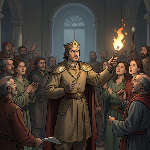 A Public Test of the King from "The Tales of Beedle the Bard". This flow follows the escalating deception that forces the King’s supposed magic into an impossible public test.