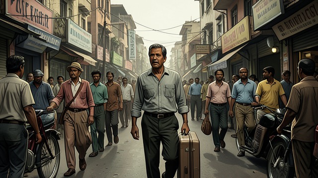 A Delhi Businessman from "Midnight's Children". A New Start Migration Ahmed moves from Delhi to Bombay after fire destroys the godown and pushes him out of the leathercloth trade.