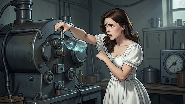 Fluid in the Nozzle from "Klara and the Sun". The Destruction Attempt The Machine Disabled Paul extracts P-E-G Nine solution from Klara and pours it into the machine’s nozzle.