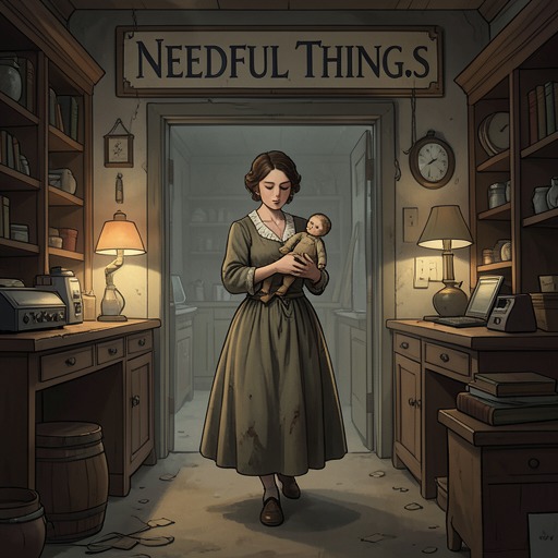 The Illusion of Safe Possession from "Needful Things". This flow traces Myrtle Keeton’s search for comfort through a doll, the temporary restoration of her marriage, and the destruction of her fragile security.