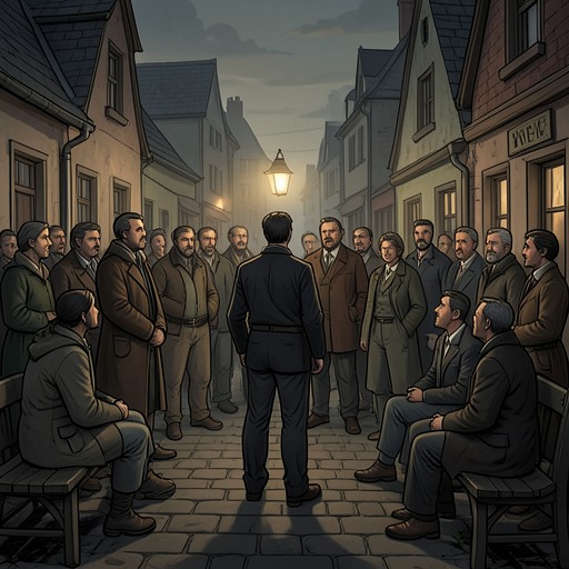 The Small-Town Social Code from "Needful Things". This flow traces Castle Rock’s customs of reserve, gossip, and mutual familiarity, and shows how those same habits both conceal and reveal Gaunt’s scheme.