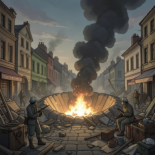 The Explosive Night from "Needful Things". This flow traces the accumulation of explosives, their use across Castle Rock, and the destruction that concludes Gaunt’s campaign.