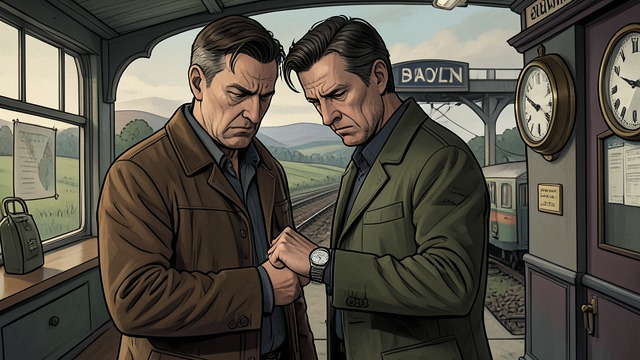 The Timed Train Journey from "Dark Lies the Island". A Day Measured in Minutes A dependable route Donie crosses the metal bridge at Boyle station, takes his regular carriage, and watches the scheduled departure…