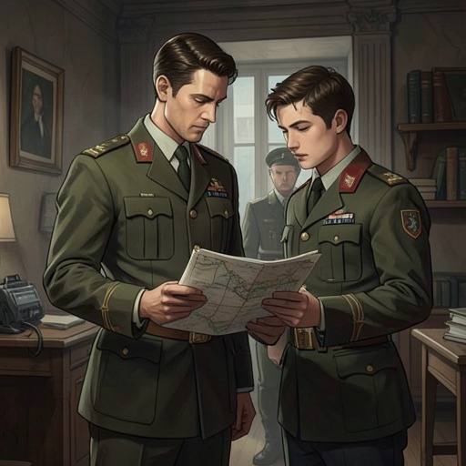 Steven and Manus: Orders and Doubt from "Dark Lies the Island". Manus recruits and instructs Steven for a dangerous operation, while Steven’s own imagination and attachments weaken the obedience the mission requires.