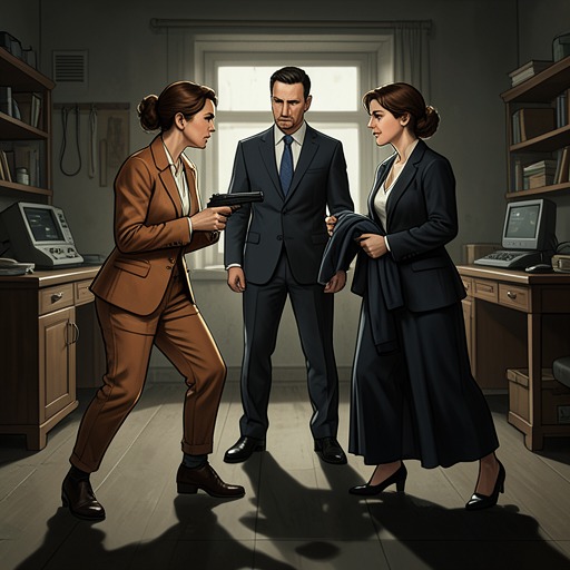 Brigid and Cairo from "The Maltese Falcon". Brigid and Cairo move from a shared attempt to steal the falcon to mutual suspicion, violence, and a temporary alliance forced by the final crisis.