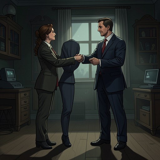 The Partners’ Mutual Suspicion from "The Maltese Falcon". Brigid and Thursby’s alliance changes from an attempt to obtain the bird together into a relationship of distrust that Brigid tries to escape.