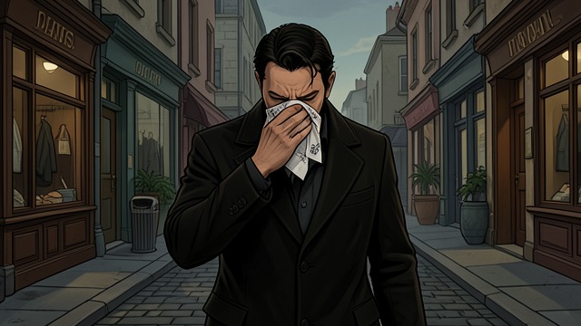 Concealment in Public from "The Nose". Concealment in Public The Handkerchief Shield Kovaloff covers his face while moving through the city.