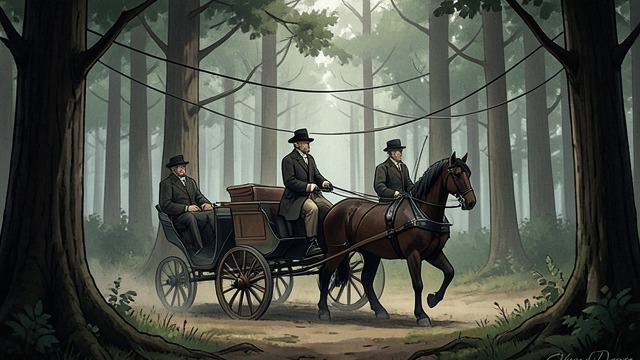 A Fruitless Ride from "The Canterville Ghost". A Fruitless Ride Searching the district Hiram rides out with Washington and servants while telegrams alert local authorities.