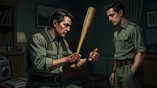 A Hand Broken from "Fatherland". A Hand Broken Globocnik’s Violence Globocnik uses a baseball bat to crush March’s hand after demanding information.