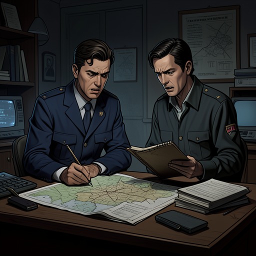 March and Jaeger’s Broken Friendship from "Fatherland". This flow follows a long professional friendship from mutual support through compromise and betrayal to a final confrontation on the road.