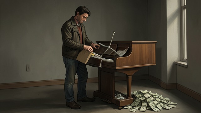 Selling the Schimmel from "Big Brother". A Necessary Sale Rent arrears With rent unpaid and income unreliable, Edison sells his prized piano to keep himself afloat.