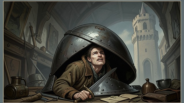 A Peasant in Danger from "The Castle of Otranto". A Peasant in Danger An Accidental Prisoner Theodore is blamed for the giant helmet and confined beneath it by Manfred.