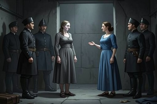 Therese Reunites with Juliette and Is Rescued from "Justine". At Montargis, a prisoner facing transfer from Lyon to Paris for confirmation of a death sentence is recognized as the missing sister of Madame de Lorsange.