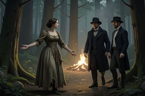 Therese Enters the Service of the Marquise de Bressac from "Justine". Therese Enters the Service of the Marquise de Bressac after the Comte de Bressac finds her concealed in the woods and offers her work in his aunt’s household.