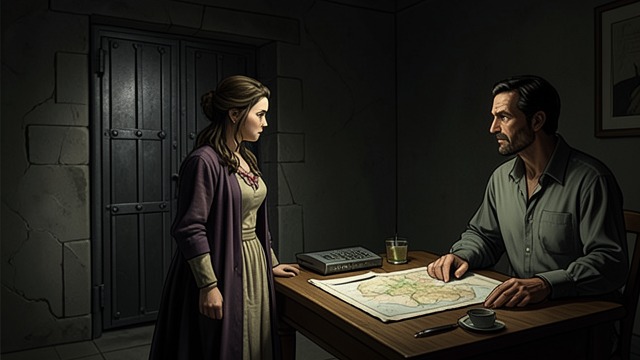 The Castle Exposed from "Justine". The Castle Exposed A late confession As they approach the isolated castle, Roland admits that he leads counterfeiters and intends to keep Justine there.