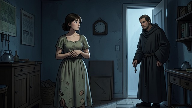A New Arrival from "Justine". A New Arrival A replacement brought in The monks introduce Octavie, a young woman abducted while traveling to marry.