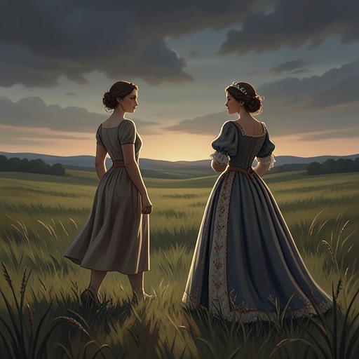 The Sisters’ Divergent Roads from "Justine". This flow traces how orphanhood separates Juliette and Justine, then how their unequal lives converge in a final reunion.