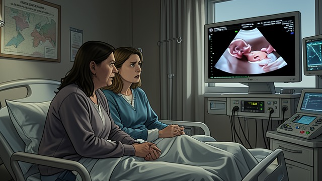 The Ultrasound from "The Time Traveler's Wife". The Ultrasound A daughter appears on screen At eighteen weeks, Henry and Clare attend an ultrasound with Amit Montague.