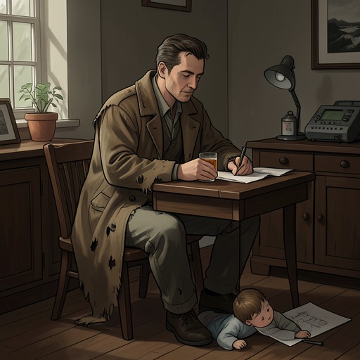 The Father's Drinking and Its Consequences from "Angela's Ashes". This flow tracks the father's recurring drinking as it consumes wages, damages trust, and reshapes the children's understanding of him.