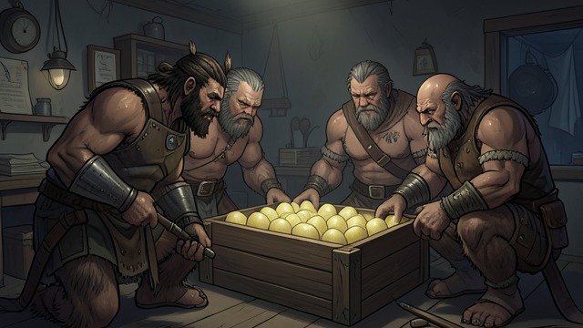Eggs Selected for Survival from "A Princess of Mars". Reproduction as Policy A controlled population Thark leaders examine eggs and preserve only a small number for incubation.